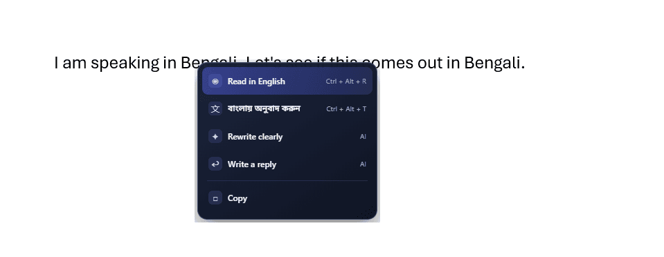 Tarango context actions